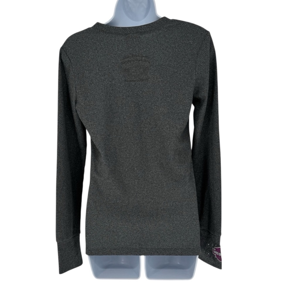Harley-Davidson Gray Traverse City Bedazzled Motorcycle Knit Long Sleeve Medium - Picture 3 of 10